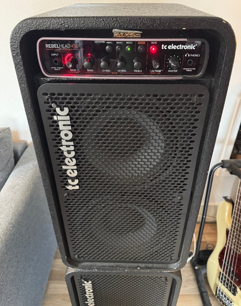 TC Electronic RH450 basversterker 2x10 combo en 2x12 cab, Ophalen, Gebruikt, Basgitaar, 100 watt of meer
