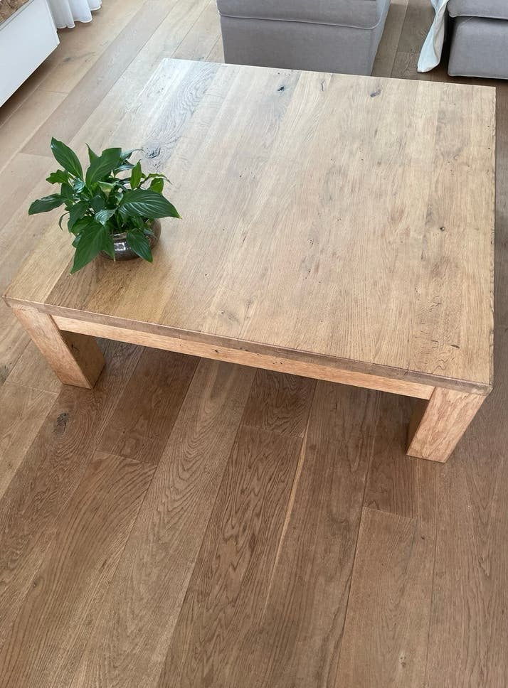 Eiken salontafel met lade, Ophalen, Gebruikt, 100 tot 150 cm, 5 – 50