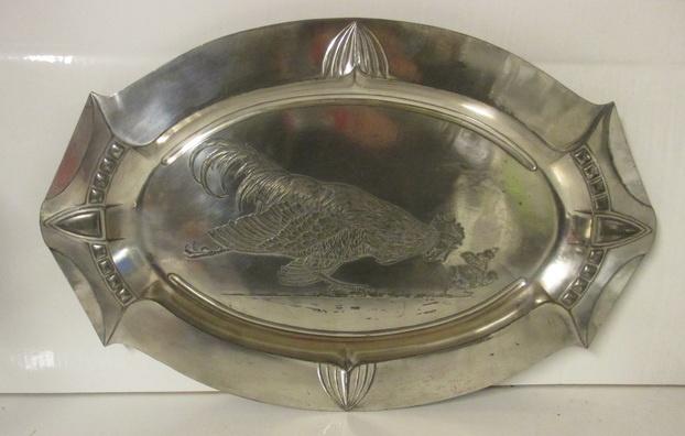 zeldzame art nouveau schaal WMF met kip en kuikens, Ophalen