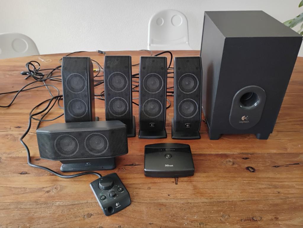 Logitech 5.1 Home Cinema Set met Geluidskaart, Ophalen, Gebruikt, 5.1-systeem, Overige merken