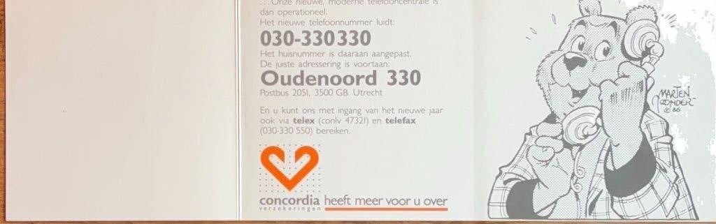 Vanaf 5 januari 1987 is Concordia beter bereikbaar, Ophalen of Verzenden, Olivier B, Bommel en Tom Poes, Nieuw, Gebruiksvoorwerp