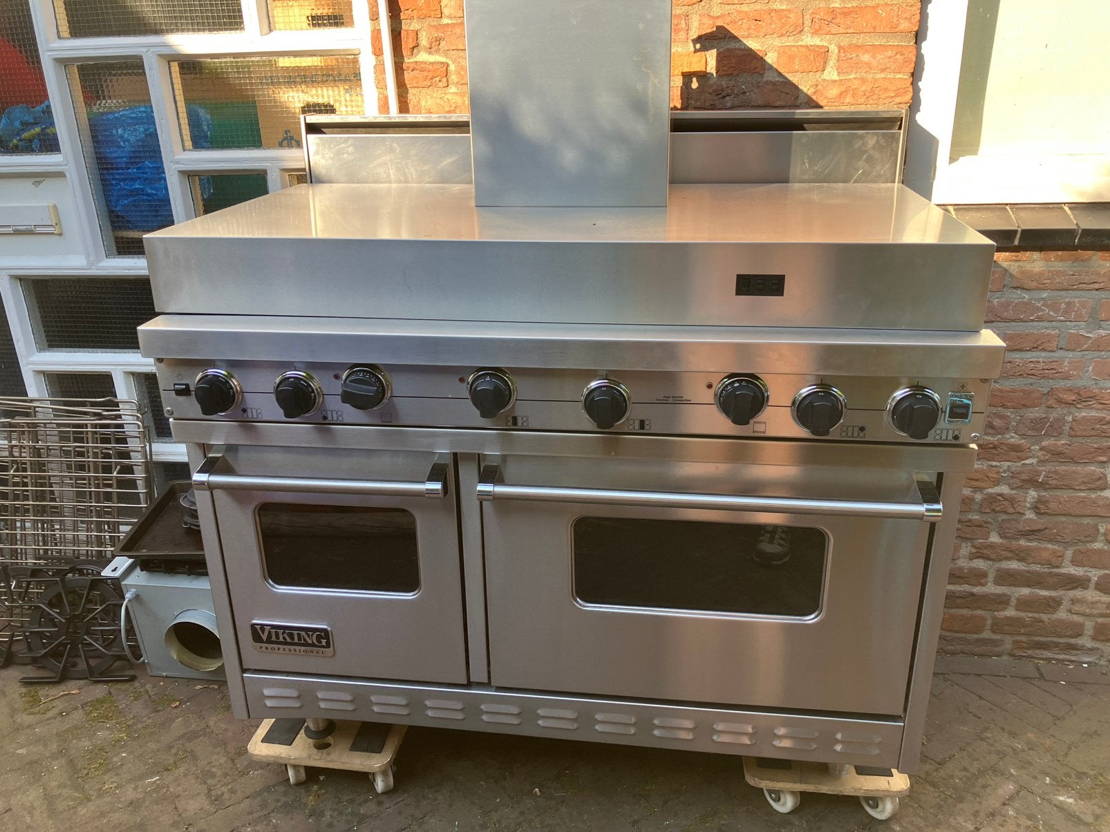 Viking Professional Gasfornuis met dubbele oven en afzuigkap, Witgoed en Apparatuur, Fornuizen, Ophalen, Gebruikt, 60 cm of meer