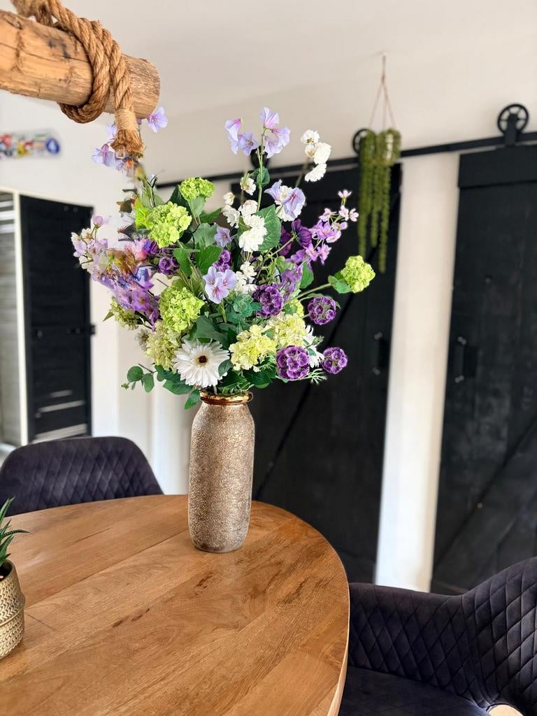 Mooi boeket kunstbloemen incl vaas., Huis en Inrichting, Woonaccessoires | Kunstplanten en Kunstbloemen, Ophalen of Verzenden