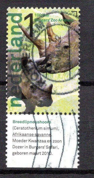 gestempelde zegel. Jaar 2013:  zoo met tab, Postzegels en Munten, Postzegels | Nederland, Ophalen of Verzenden, Na 1940, Gestempeld