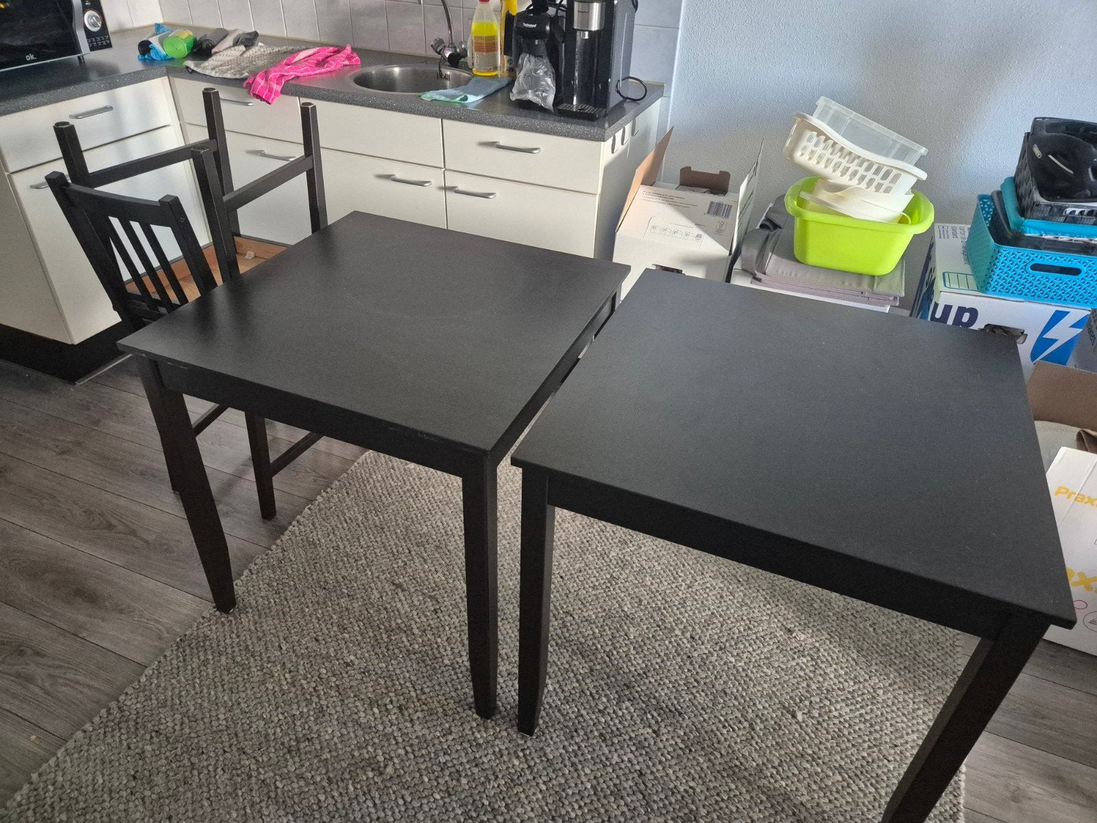 Ikea Lerhamn tafel (2x) met 4 stoelen, Huis en Inrichting, Tafels | Eettafels, Ophalen, Gebruikt, 50 tot 100 cm, Vierkant