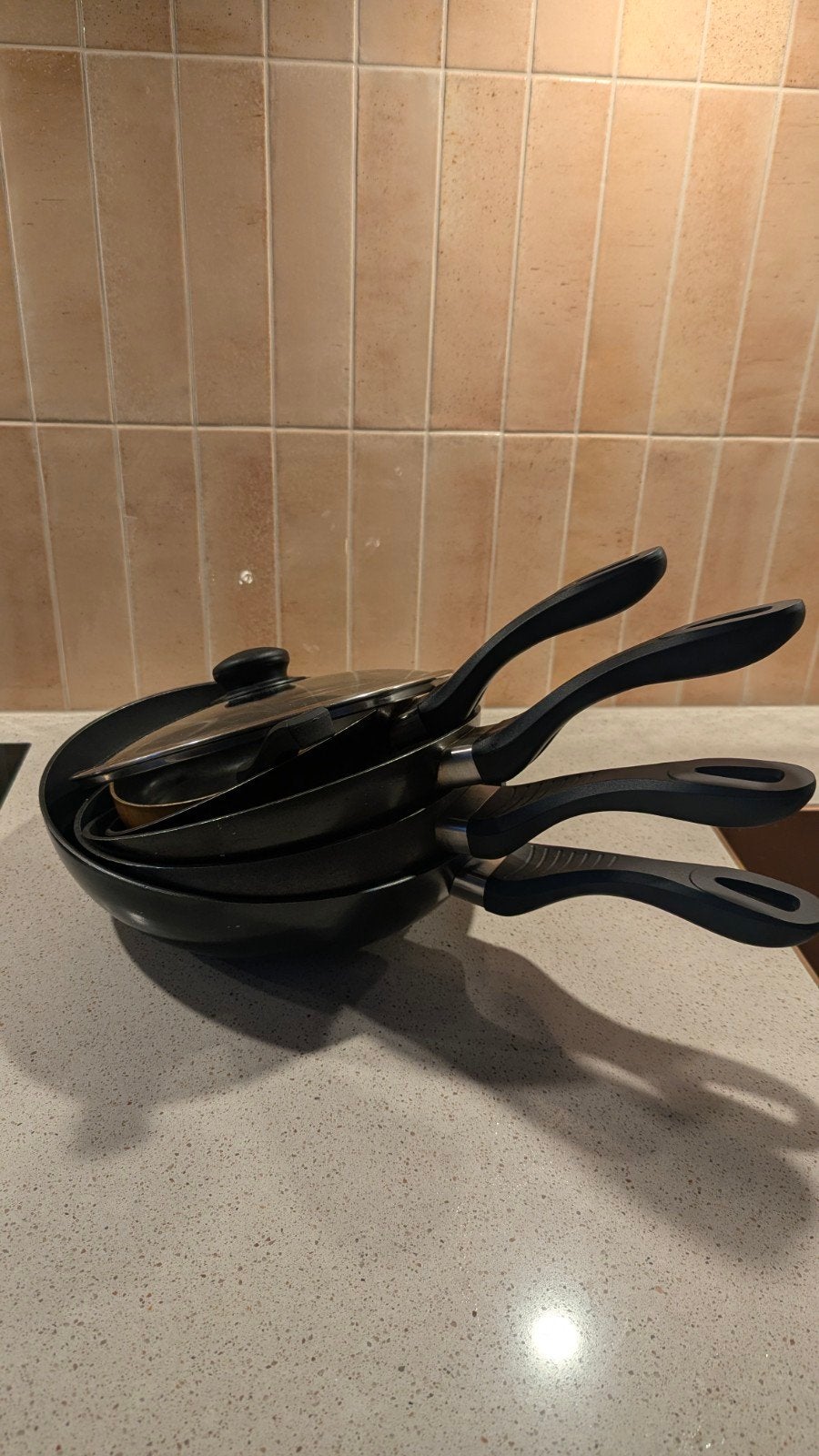 BK Pannenset - 5 pannen met 1 deksel (ook los te koop), Ophalen of Verzenden, Gebruikt, Aluminium, Pannenset