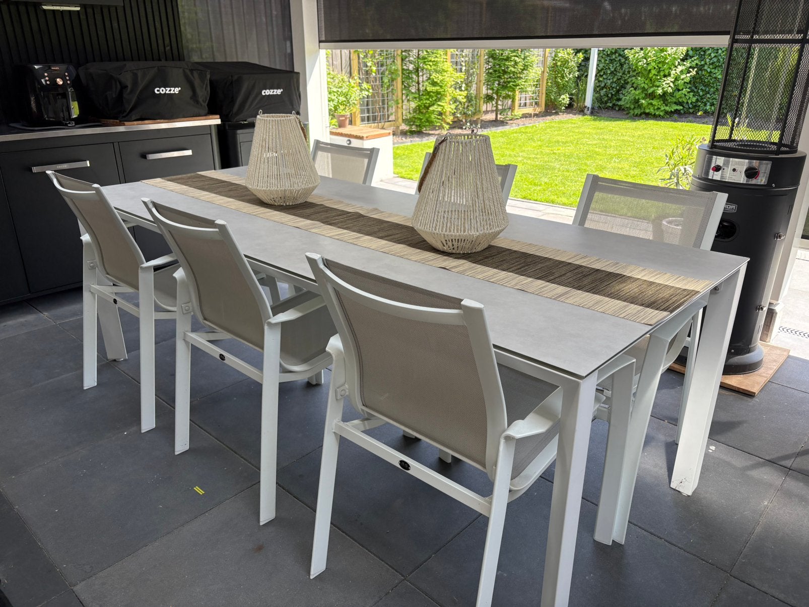 Tuintafel modern 7 delig, Ophalen, Zo goed als nieuw, Aluminium