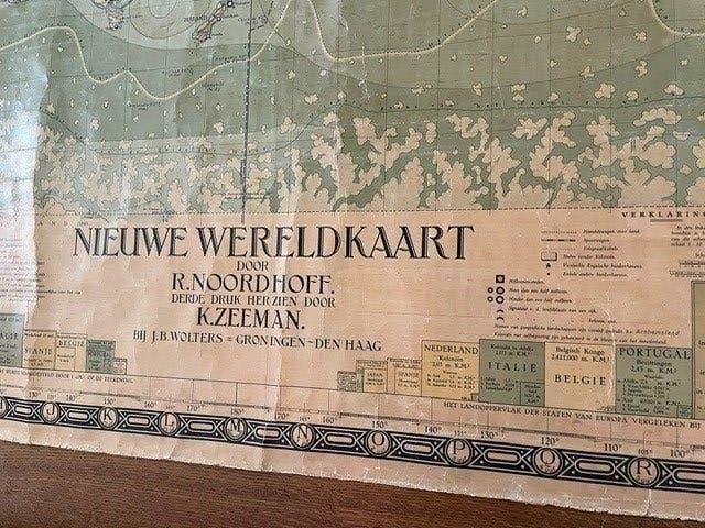 Vintage Schoolwandkaart Nieuwe Wereld , 3e druk, Ophalen, Aardrijkskunde