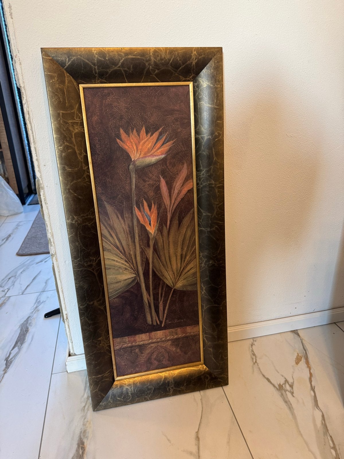 Schilderij met Strelitzia (Paradijsvogelbloem), Bloemen, Doek, Ophalen of Verzenden, Olieverf