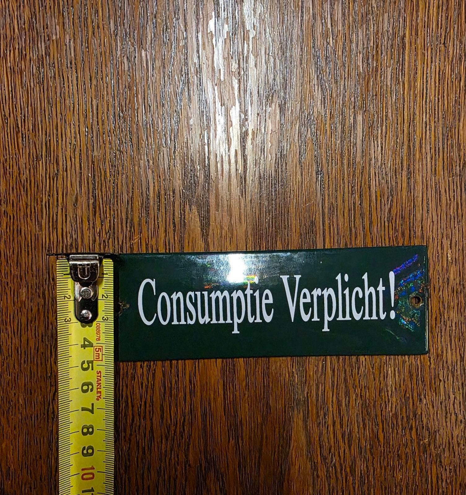 Emaille bord "Consumptie Verplicht!" - Vintage, Antiek en Kunst, Ophalen