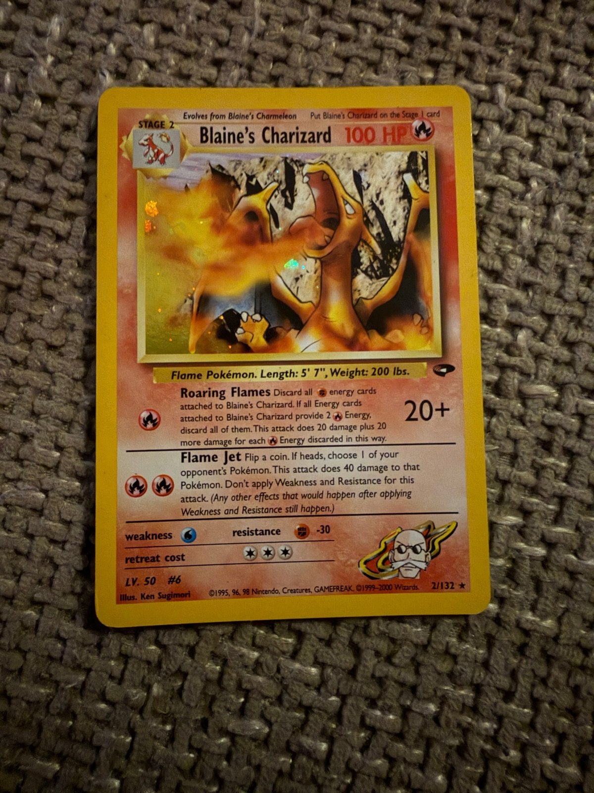 Blaine's Charizard 2/132 Pokémon kaart - Zeldzaam, Ophalen of Verzenden, Gebruikt, Losse kaart