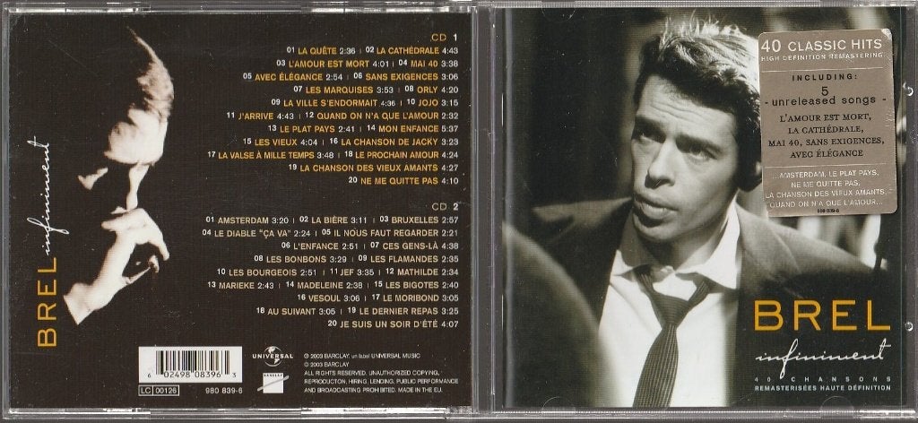 Jacques Brel - Infiniment Best Of Jacques Brel 2CD "", Ophalen of Verzenden, Zo goed als nieuw, Album, Chanson