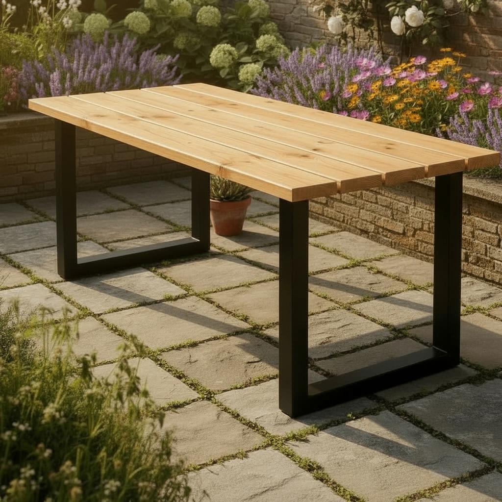 Tuintafel Douglas Hout | Stalen U, X, A Poten | Alle Maten