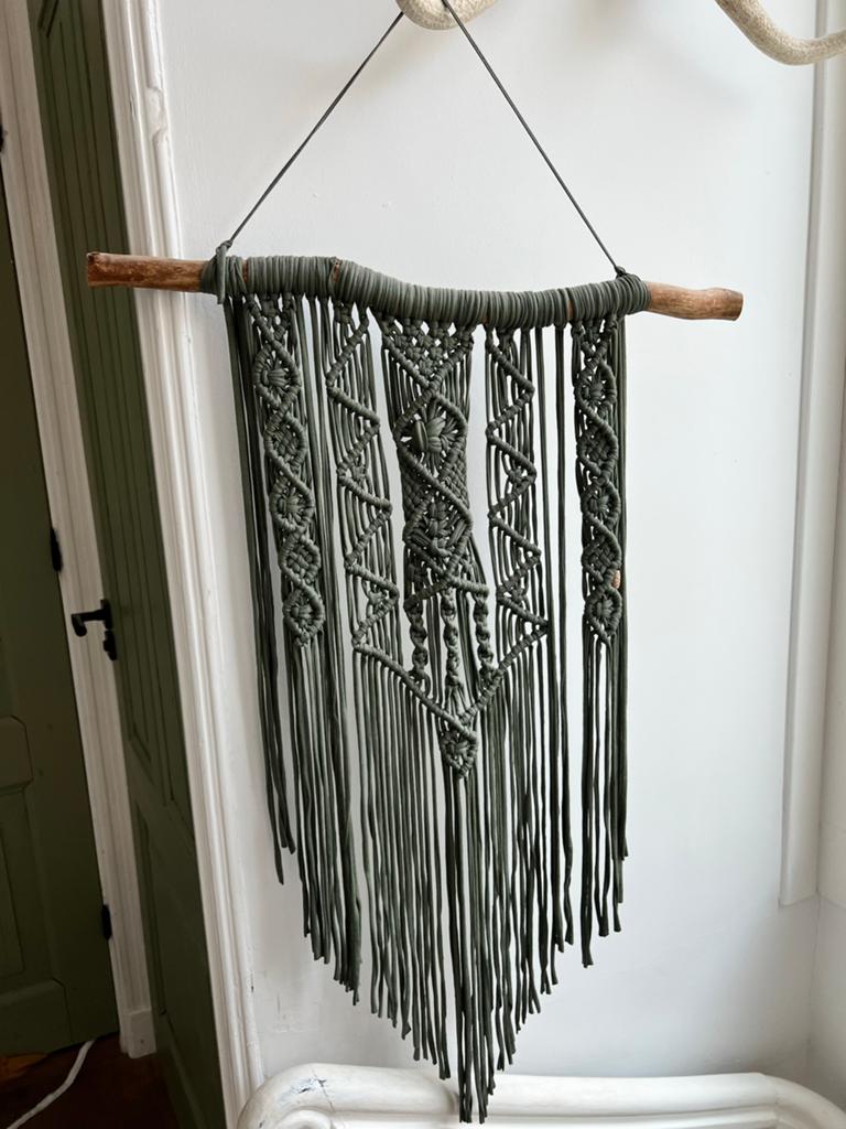 Macrame wandkleed, Huis en Inrichting, Groen, Wandkleed, Ophalen of Verzenden, Zo goed als nieuw