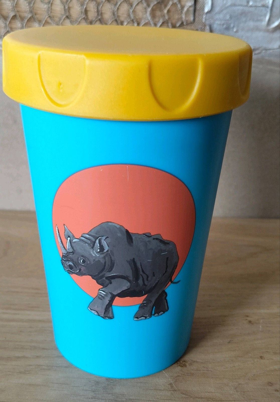 Lunch/schoolbeker met neushoorn opdruk - Diergaarde Blijdorp, Verzenden, Zo goed als nieuw, Kunststof, Overige typen