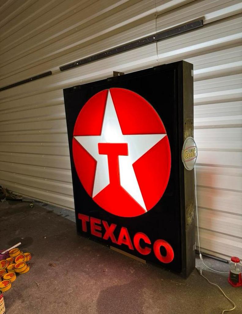Vintage Texaco Lichtbak - Reclamebord XL, Ophalen, Gebruikt, ., Lichtbak of (neon) lamp