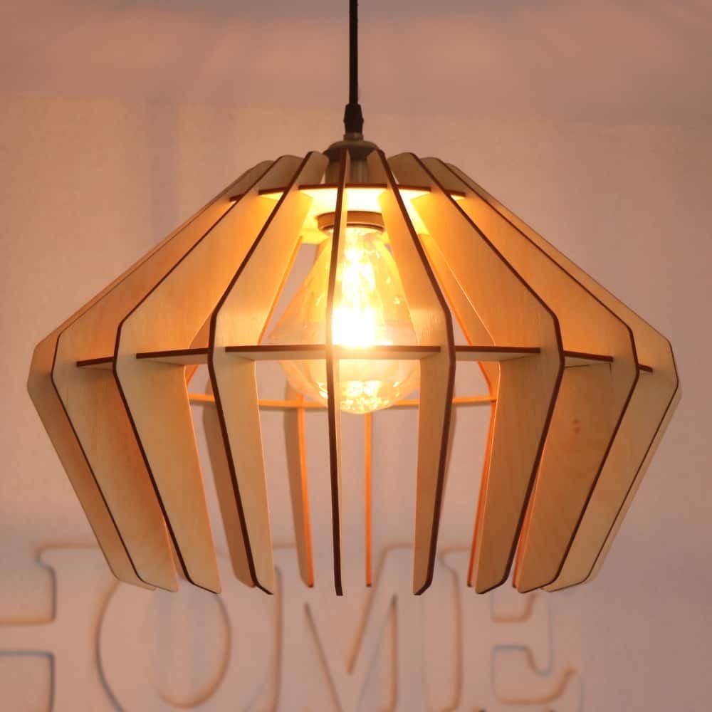 Houten Hanglamp - Modern Design, Zo goed als nieuw, E27 (groot), Ophalen of Verzenden, Hout