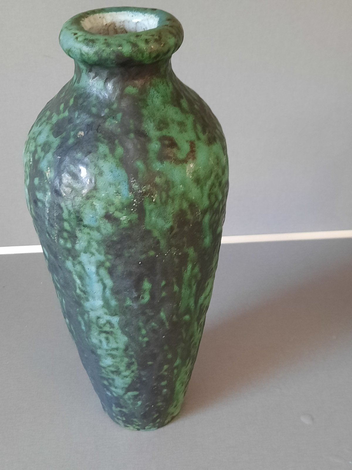 Van Tol gesigneerde vaas, ESKAF decor, groen/zwart, 32 cm ho, Ophalen of Verzenden