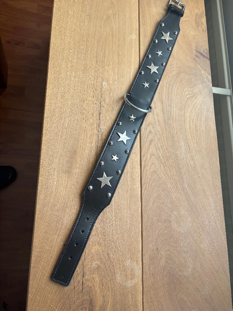 Hondenriem Halsband zwart tuigleer 75cm, Dieren en Toebehoren, Verzenden, Zo goed als nieuw, Hondenriem