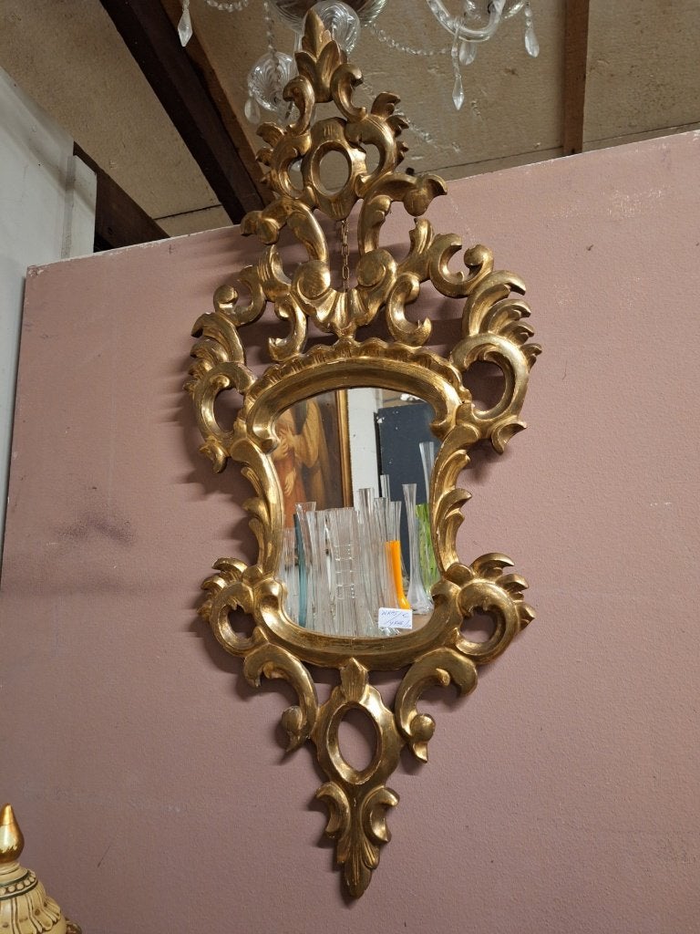 Mooie Baroque spiegel in hout, Ophalen, Minder dan 50 cm, Zo goed als nieuw, Minder dan 100 cm