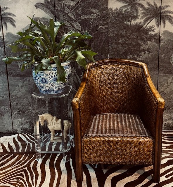 BIRMA MYANMAR RIET ROTAN FAUTEUIL, Ophalen, Zo goed als nieuw, 75 tot 100 cm, 50 tot 75 cm