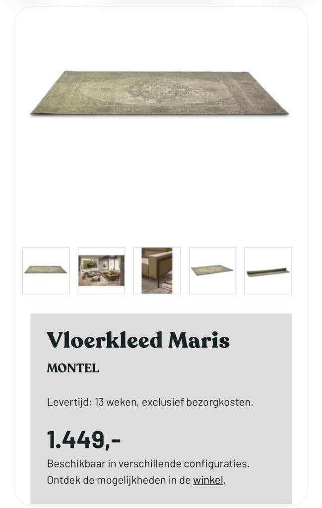 Montel vloerkleed Maris, Ophalen of Verzenden, Zo goed als nieuw, Minder dan 10 m², Tapijt