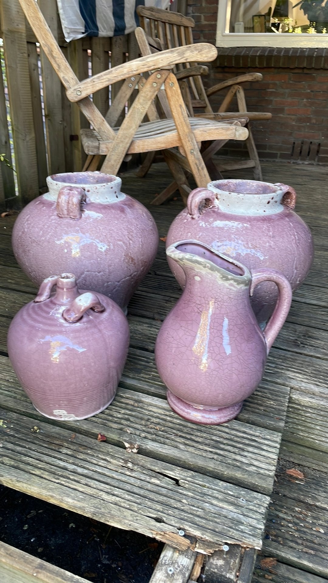 Potten vazen kruiken set brocante keramiek oud roze, Huis en Inrichting, Woonaccessoires | Vazen, Ophalen, Zo goed als nieuw, Roze