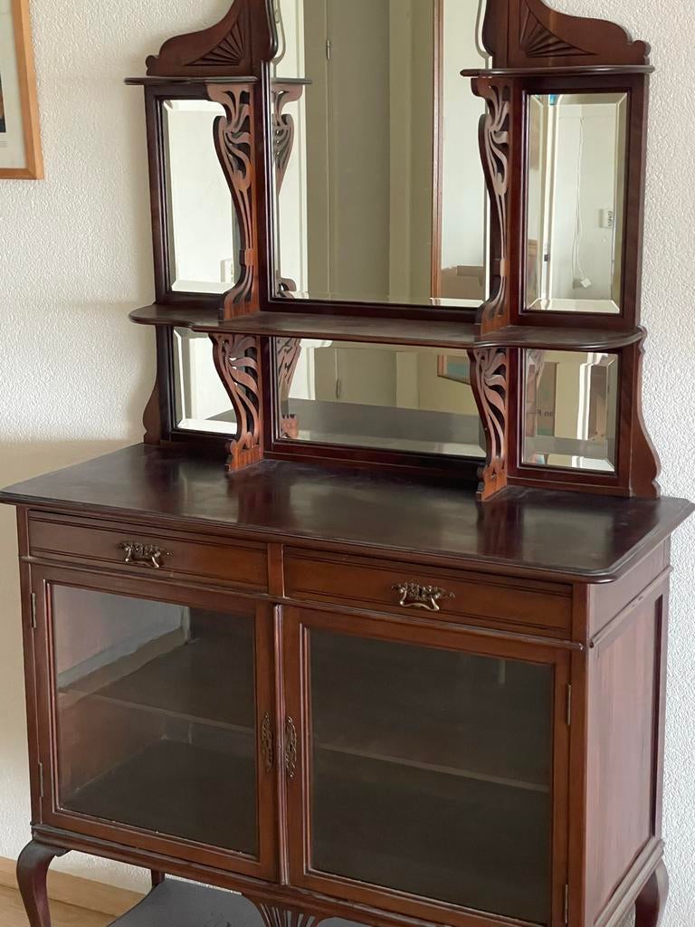 Antieke Art Nouveau Kast met Spiegel, Antiek en Kunst, Antiek | Meubels | Kasten, Ophalen