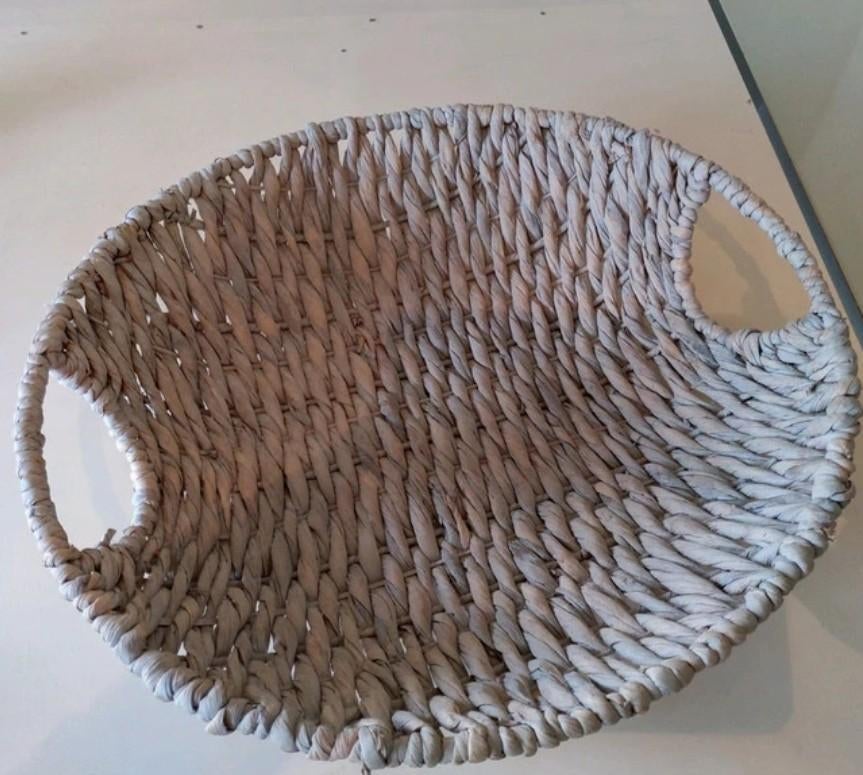 Mooie grof gevlochten mand, Overige materialen, Gebruikt, Schaal, Rond