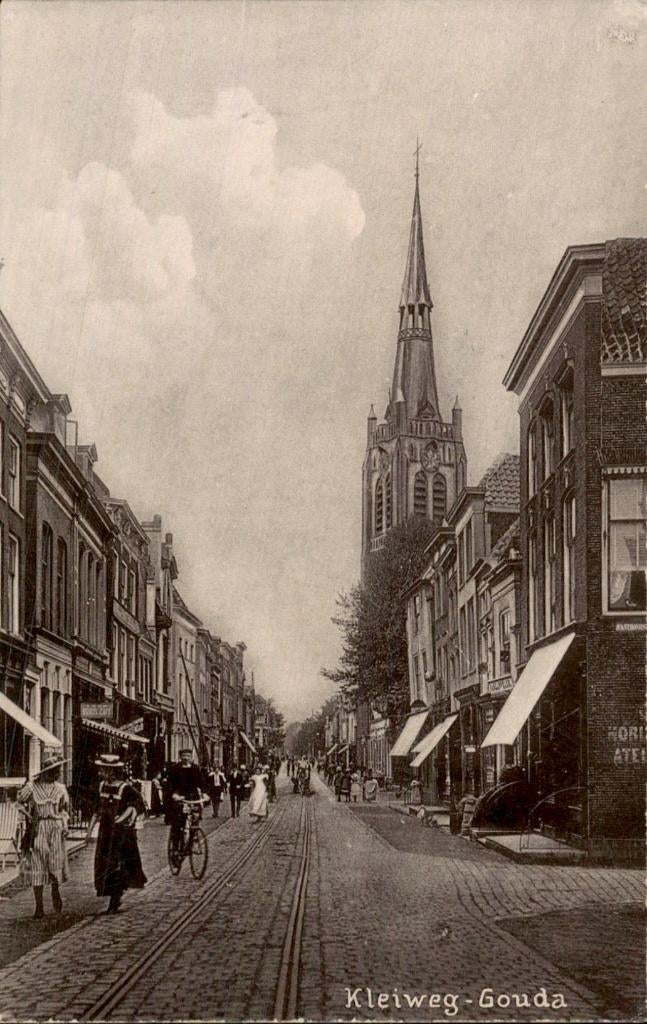 Gouda - Kleiweg - Kerktoren, Ophalen of Verzenden, Voor 1920, Gelopen, Zuid-Holland