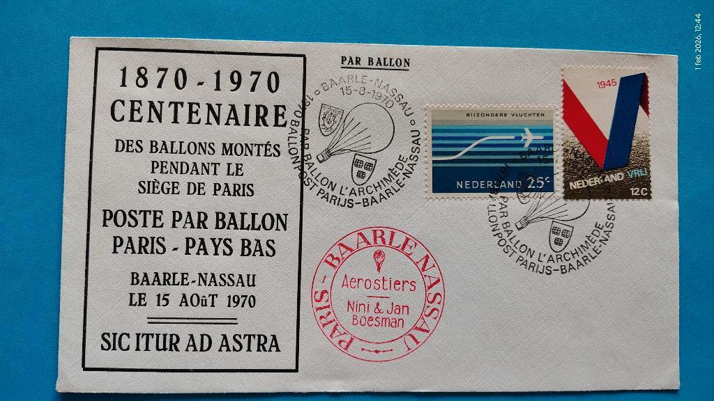 2x ballonvaart Baarle Nassau 15-08-1970, Ophalen of Verzenden, Envelop