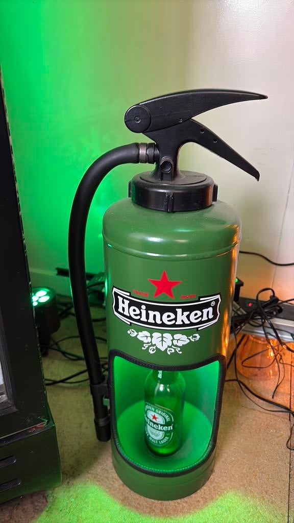 Heineken brandblusser, Ophalen of Verzenden, Zo goed als nieuw, Reclamebord, Plaat of Schild, Heineken