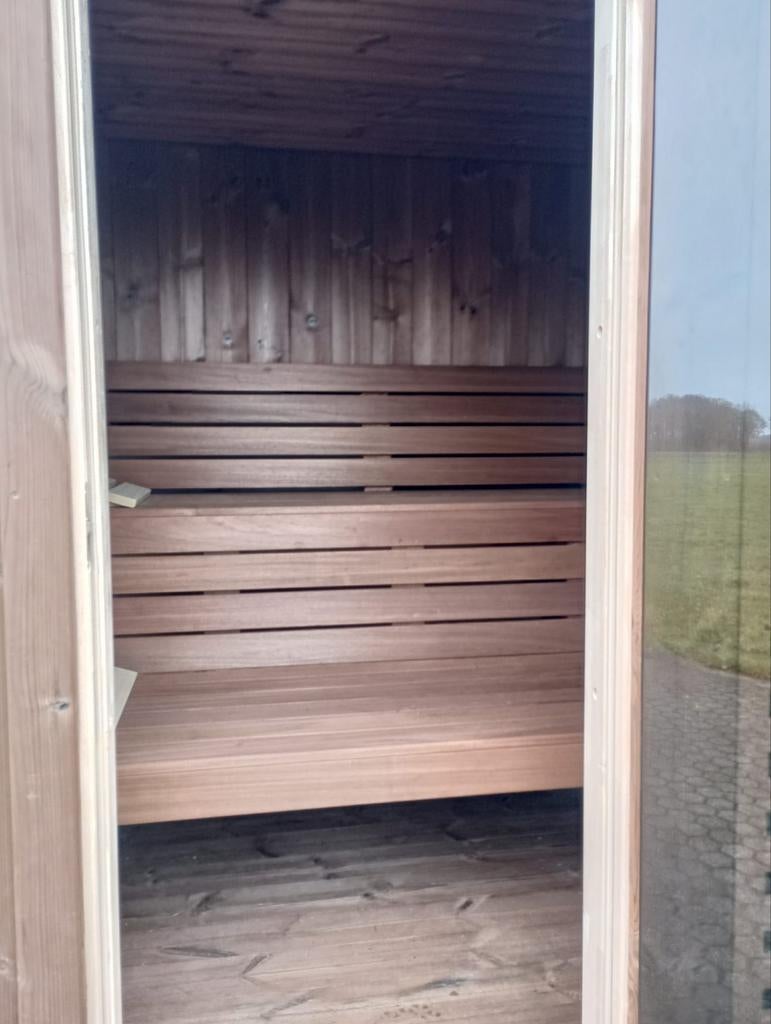 Duurzaam thermohouten panorama buitensauna gemonteerd, Ophalen, Fins of Traditioneel, Wellnessandgarden, Nieuw