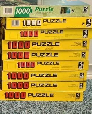 9 Wildhorse legpuzzels met elk 1000 stukjes., Ophalen of Verzenden, 500 t/m 1500 stukjes, Gebruikt