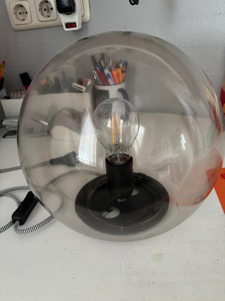 Ikea tafel lamp glazen bol, Ophalen of Verzenden, Zo goed als nieuw, Minder dan 50 cm
