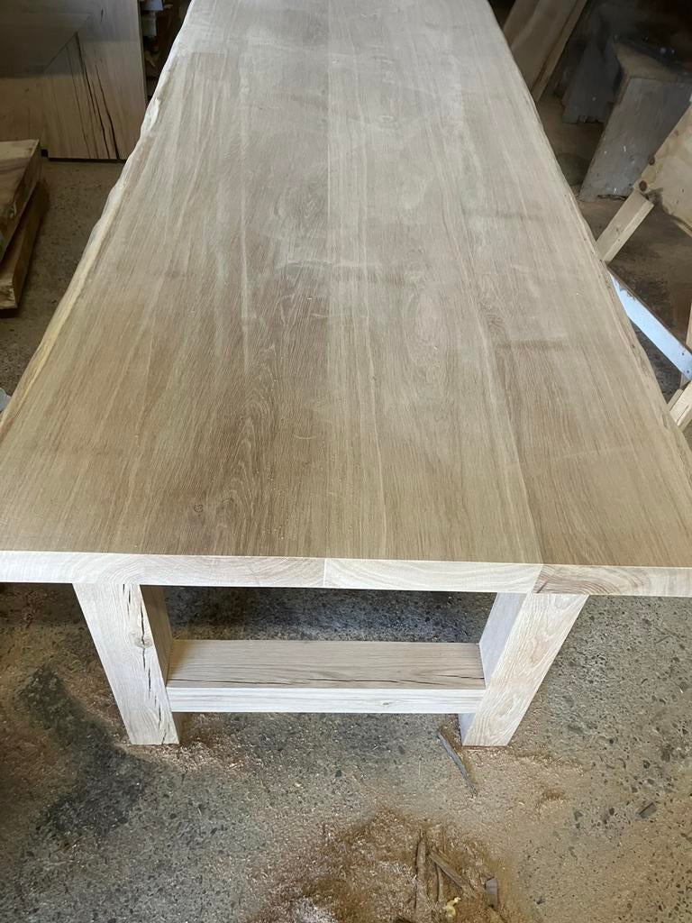Boomstam tafel ongeveer 7 dik met onderstel, Ophalen, 100 tot 150 cm, Minder dan 50 cm, Rechthoekig