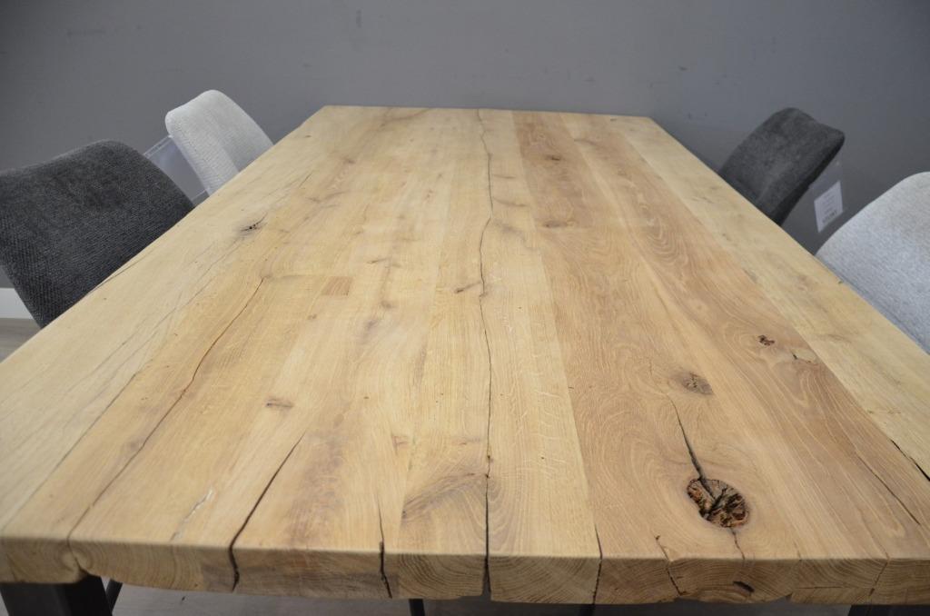 Industriële eiken boomstamtafel 190 cm - 1,9 meter, Huis en Inrichting, Tafels | Eettafels, Nieuw, 150 tot 200 cm, Rechthoekig