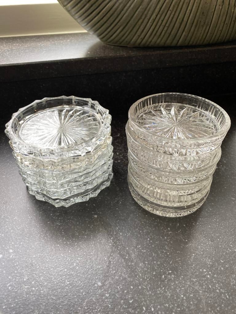 Glazen Onderzetters - Set van 2x 6, Antiek en Kunst, Curiosa en Brocante, Ophalen