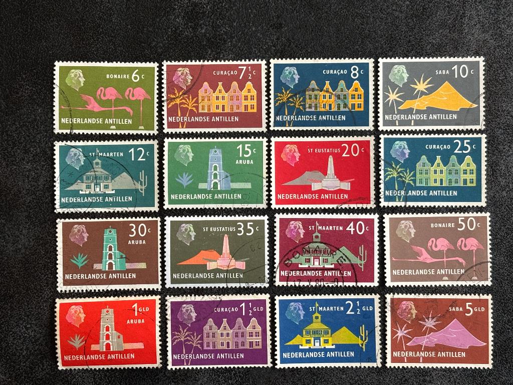 1958-1959 NVPH 275-290, Juliana div voorstelling, Gestempeld, Postzegels en Munten, Postzegels | Nederlandse Antillen en Aruba