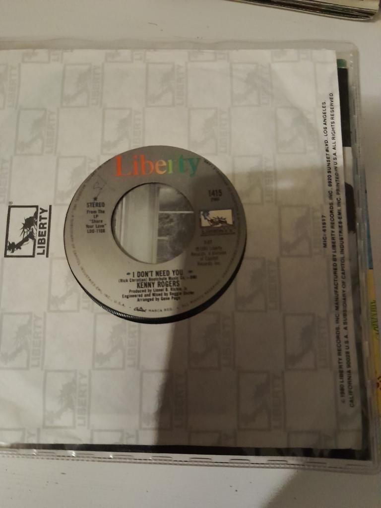 Kenny rogers 7inch i don,t need you, Ophalen of Verzenden, Zo goed als nieuw, Pop