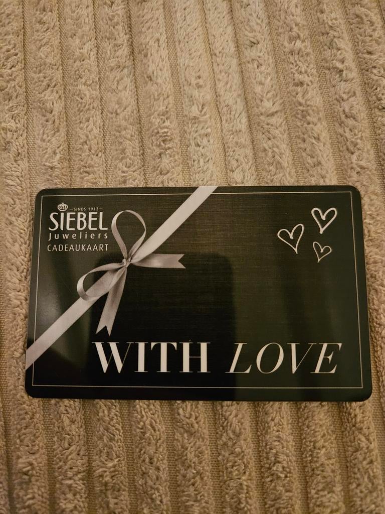 Cadeaukaart Siebel juweliers twv €134,01, Tickets en Kaartjes, Kortingen en Cadeaubonnen, Eén persoon, Cadeaubon