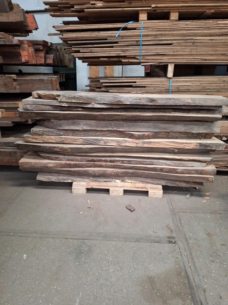 Schaaldelen wandplanken boomstamtafel, Ophalen, Zo goed als nieuw, Overige houtsoorten