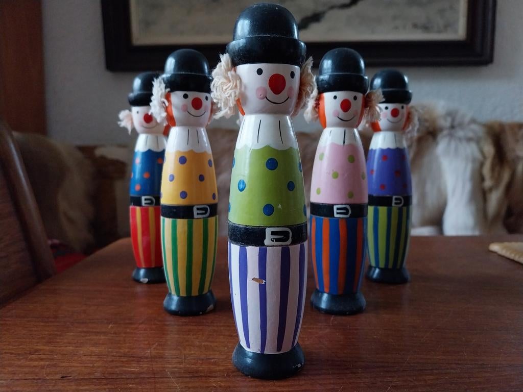 Houten Clownskegels van Tante Brocante, Ophalen of Verzenden