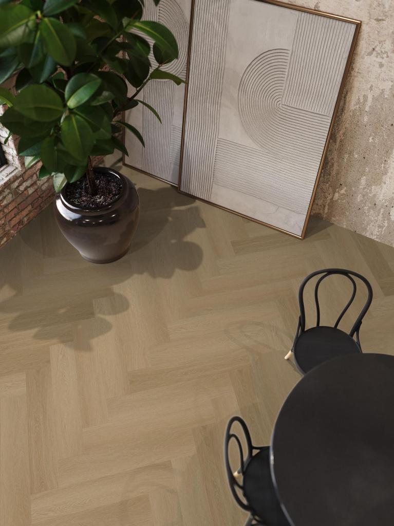 Visgraat XL Plak Pvc Bruin Oak 2,5mm Toplaag 0,55 €24,95m2, 75 m² of meer, Nieuw, Ophalen of Verzenden, Beige