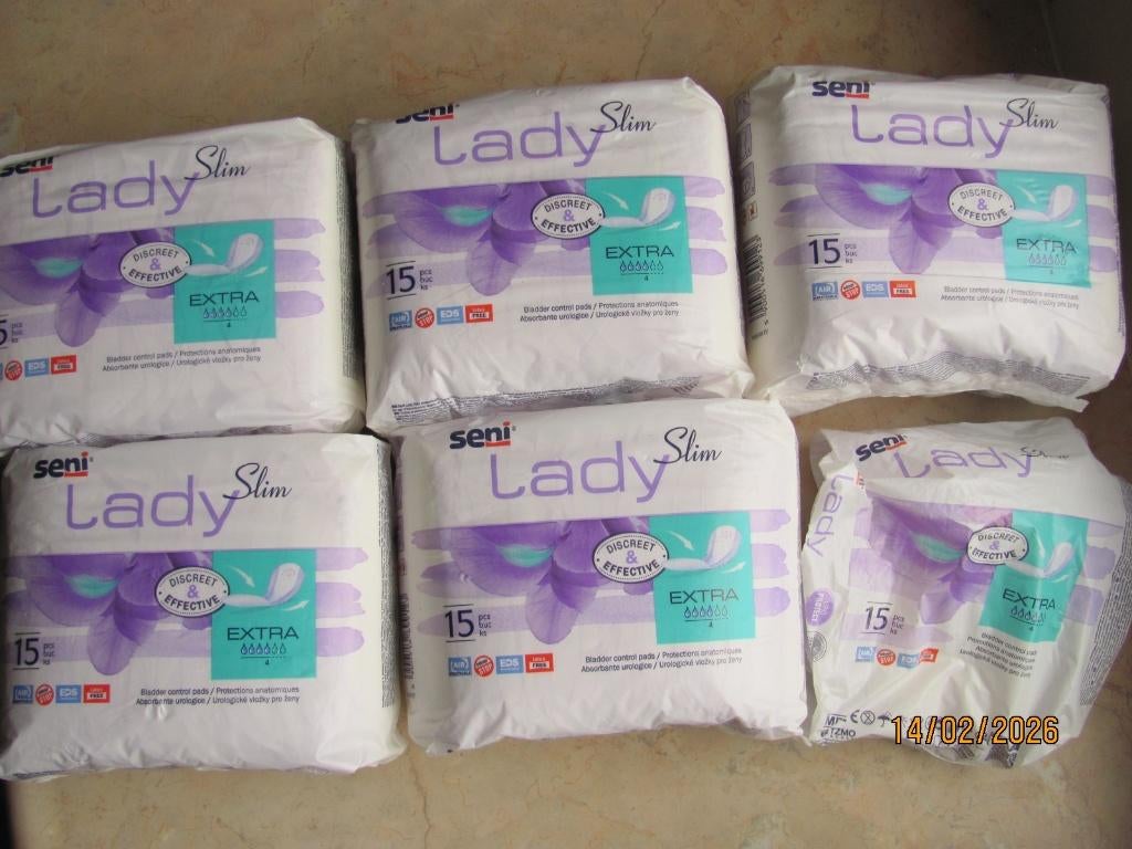 NIEUW 5 verpakking SENI Lady Slim EXTRA incontinentie 15 st., Ophalen of Verzenden, Nieuw
