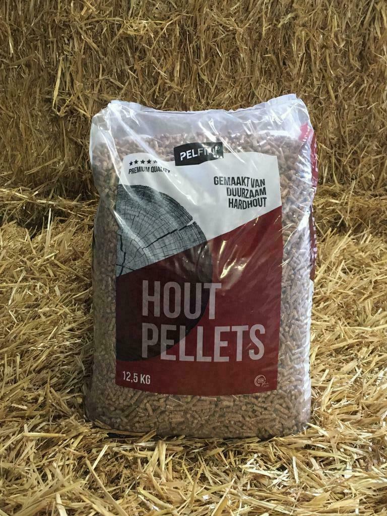 Pelfin Donker bruine houtpellets Mix 12,5kg pallet 1050kg, Ophalen, Nieuw, Hout, Houtkachel