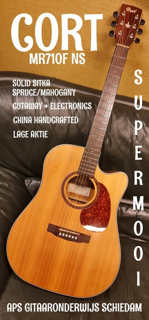 NIEUWSTAAT CORT MR710F NS SOLID SITKA SPRUCE/MAHOGANY CHINA, Ophalen of Verzenden, Nieuw, Western- of Steelstringgitaar, Met (piezo-)element