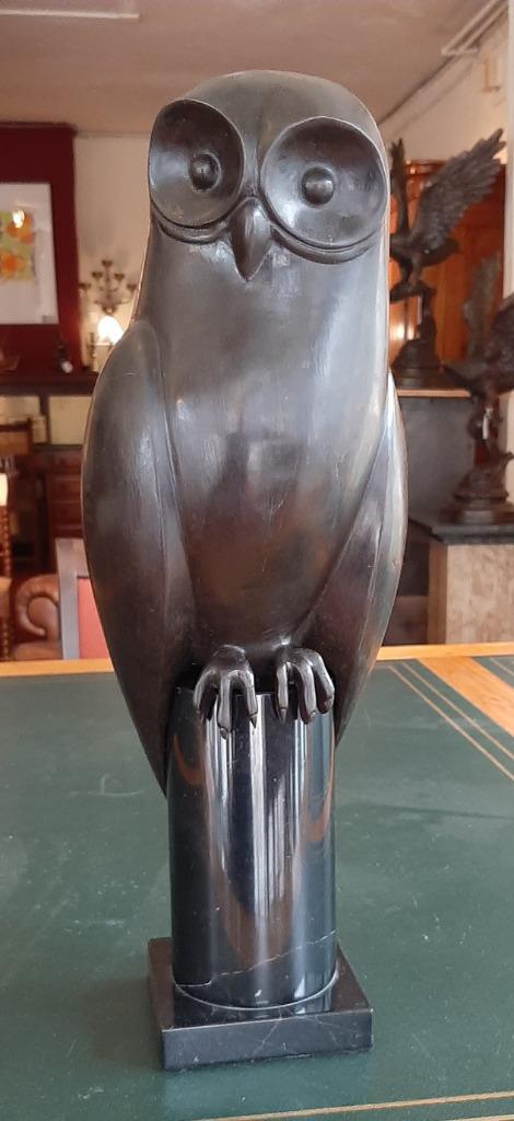 Art Deco bronzen beeld van en uil, Antiek en Kunst, Kunst | Beelden en Houtsnijwerken, Ophalen of Verzenden