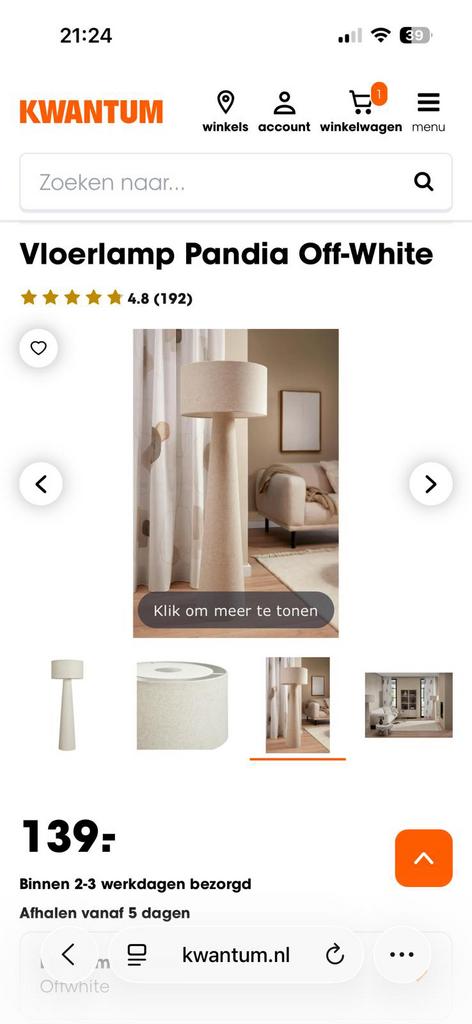 Vloer lamp zo goed als nieuw, Ophalen of Verzenden, Zo goed als nieuw, 150 tot 200 cm