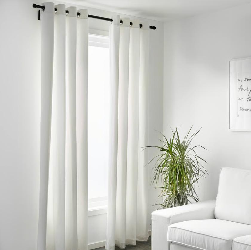 6x Witte IKEA Merete Gordijnen + roedes, Ophalen, Gebruikt, 200 cm of meer, Wit